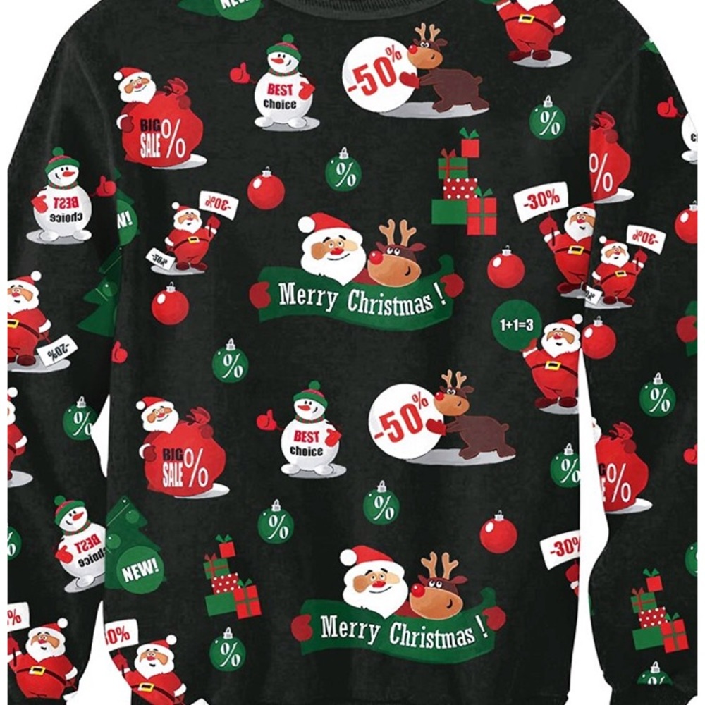Ugly Christmas sweater with Santa’s and snowmen